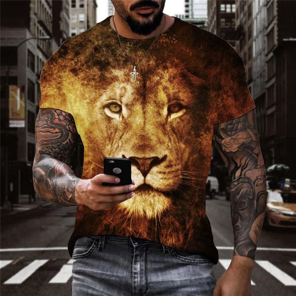 Lion T-shirt Men Animal Tshirt Printed Flame T-shirts 3d Harajuku Funny T shirts Street Tshirts Casual