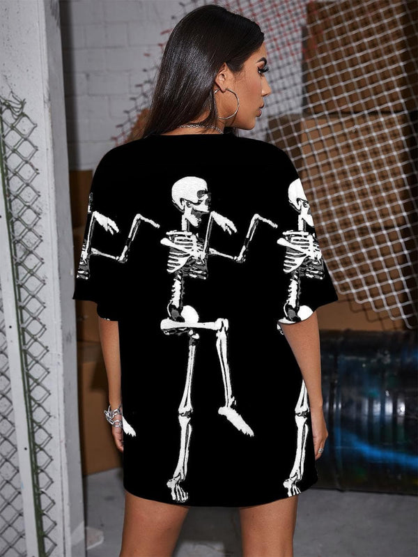
Skull T Shirt Women Skeleton Funny T shirts Dancing Summer Funny Punk Rock
                