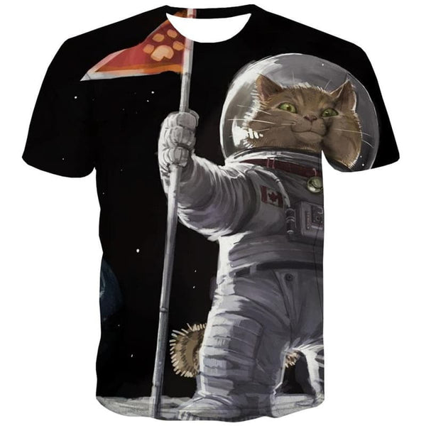 
Astronaut T shirt Men Cat Tshirts Casual Galaxy Funny T shirts Earth T-shirts 3d
                