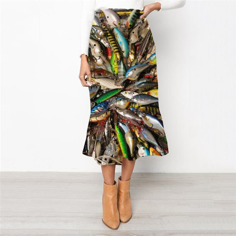 Fish Skirts Women Fisherman School skirt Animal Skirt Ladies Tropical High waist skirts Fishinger Rock Frauen