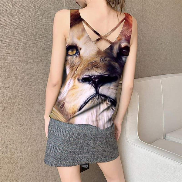 
Lion Tank Top Women Animal Vest Print Anime Funny Top Colorful Anime Clothes Nebula Sleeveless 3d - KYKU
                