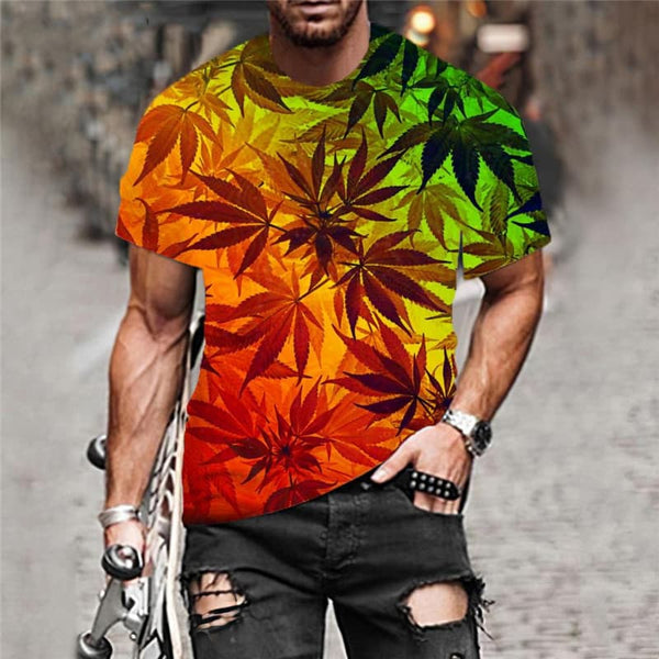 
Leaves T-shirt Men Colorful Tshirts Casual Rainbow Shirt Print Harajuku T-shirts 3d
                