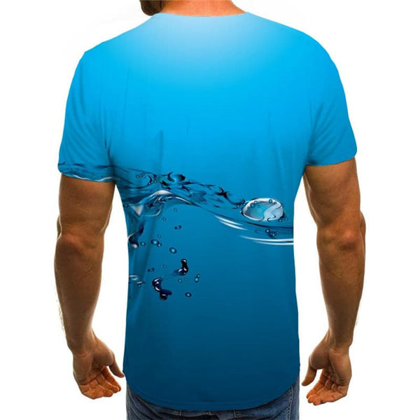 
Water Droplets T shirt Men Blue Shirt Print Harajuku Funny T shirts Novel Anime Clothes
                
