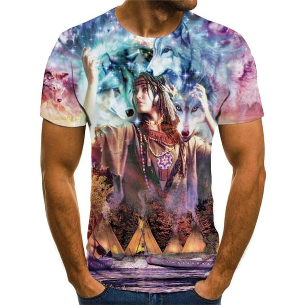 
Wolf T-shirt Men Animal T-shirts 3d Galaxy Tshirts Casual Home Anime Clothes
                