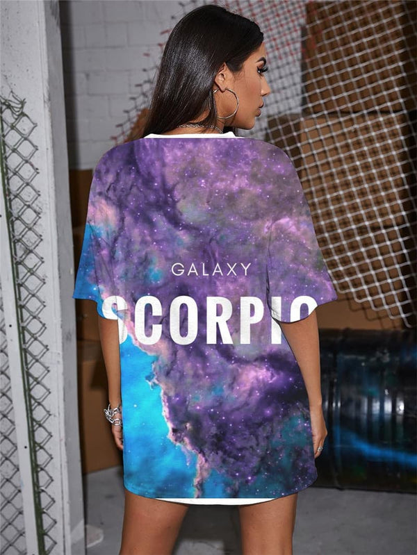 
Scorpio T-shirt Women Galaxy T-shirts 3d Nebula Punk Rock Colorful Summer
                