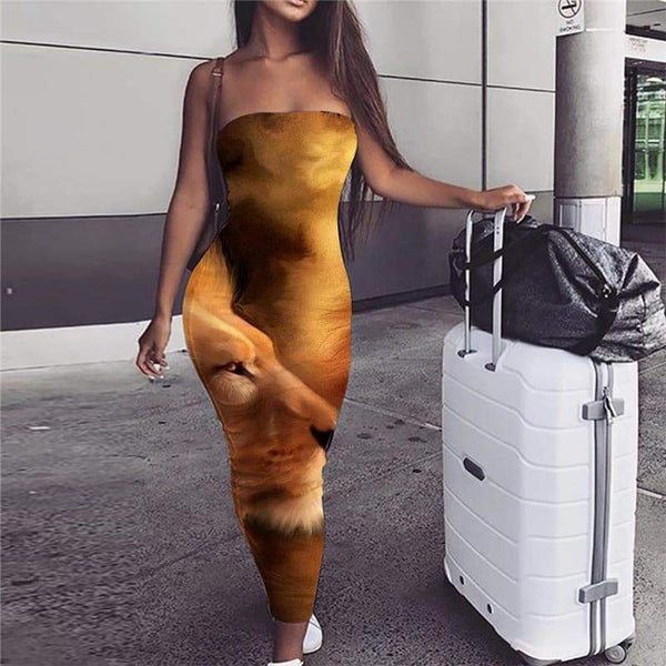 Lion Dress Women Animal Sundress Anime 3d Print Love Vestido Sexy Nebula Party - KYKU