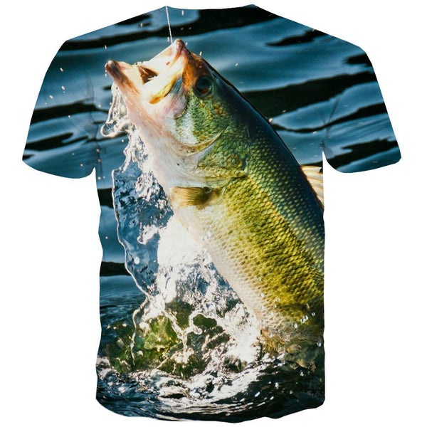 
fishing T shirts Men fish Shirt Print Short Sleeve Hip hop Digital Slim O-Neck - KYKU
                