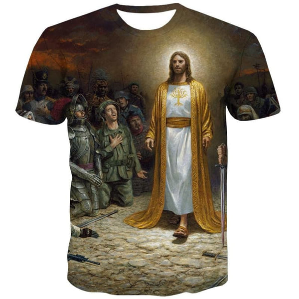 
Christian T shirt Men Jesus Tshirts Casual Blood Shirt Print War Funny T shirts
                