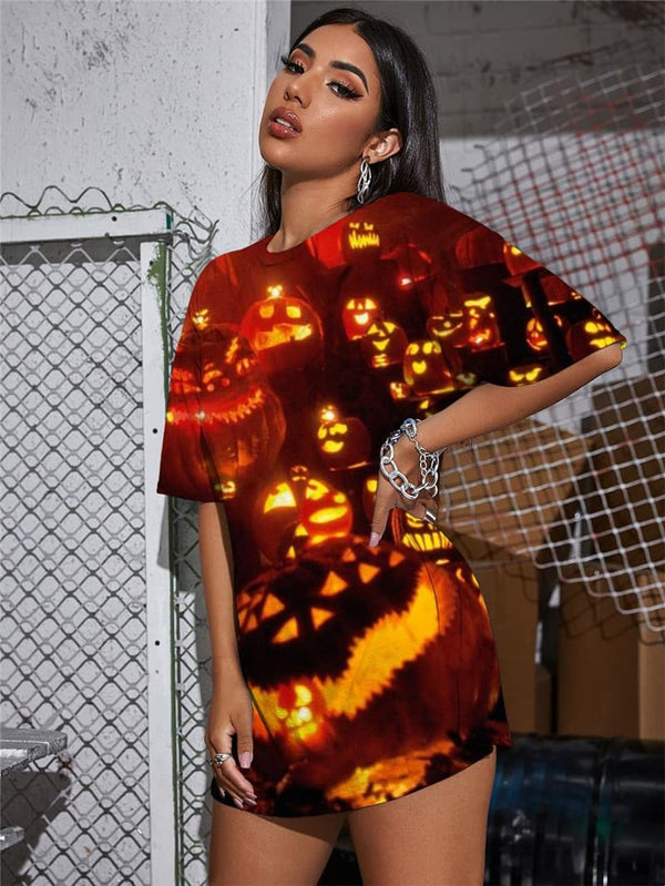 
Pumpkin T Shirt Women Halloween Funny T shirts Funny Summer Harajuku Gothic
                