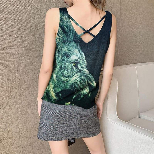 
Lion Tank Top Women Animal Funny Top Anime Anime Clothes Green Vest Print Ferocious Sleeveless 3d - KYKU
                