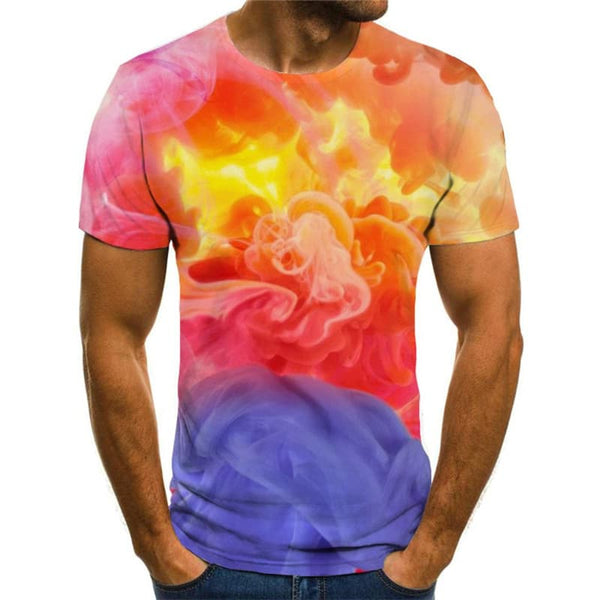 
Smoke T-shirt Men Colorful Anime Clothes Pigment Funny T shirts Retro Shirt Print
                