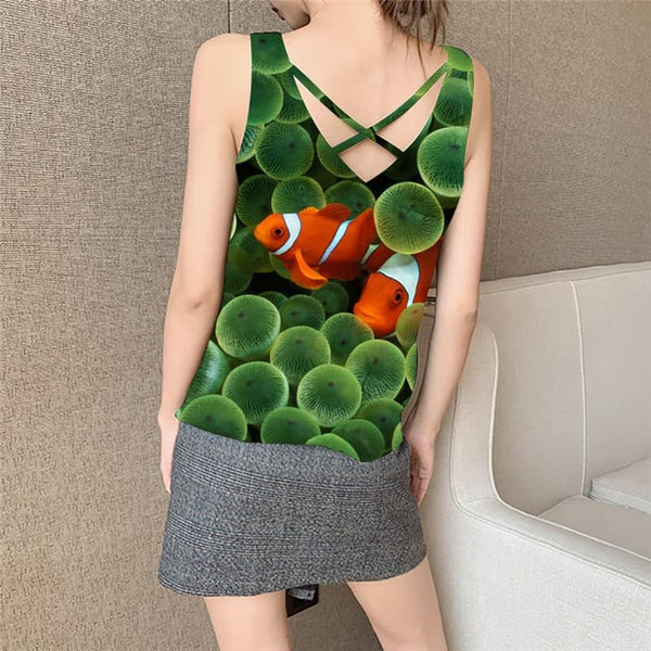 
Fish Tank Top Women Animal Vest Print Harajuku Sleeveless 3d Green Vest Printed
                