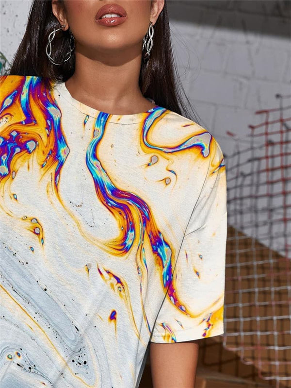 
Dizziness T Shirt Women Tie Dye Punk Rock Colorful Tshirt Printed Harajuku T-shirts 3d
                