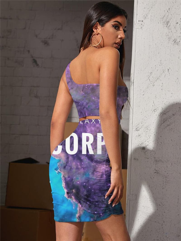 
Scorpio Dresses Women Galaxy Hollow out Dresses Nebula Bodycon Dress Colorful Pleating
                