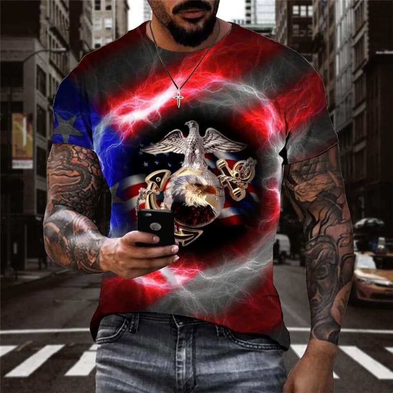 Eagle T-shirt Men Lightning Tshirt Printed Animal Funny T shirts United States Tshirts Casual