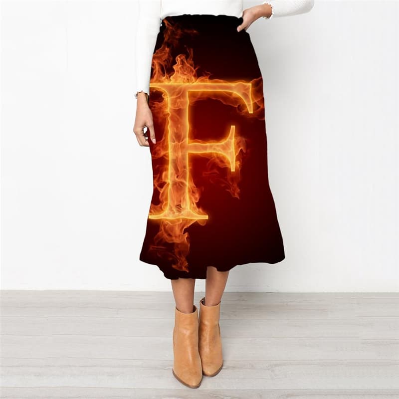 Flame Skirt Women Novel High waist skirts Letter School skirt Womens Clothing