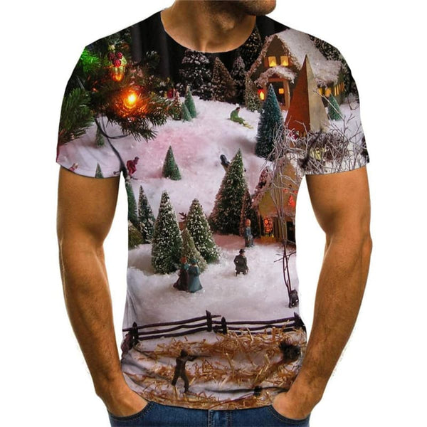 Christmas T shirts Men Christmas Tree Shirt Print Snow T-shirts 3d Hip Hop Tshirt Anime New Year Tshirts Novelty
