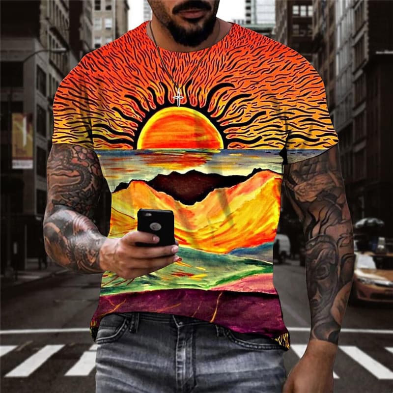 Hippie T-shirt Men Sun Anime Clothes Graffiti T-shirts 3d Mens Clothing Hip hop