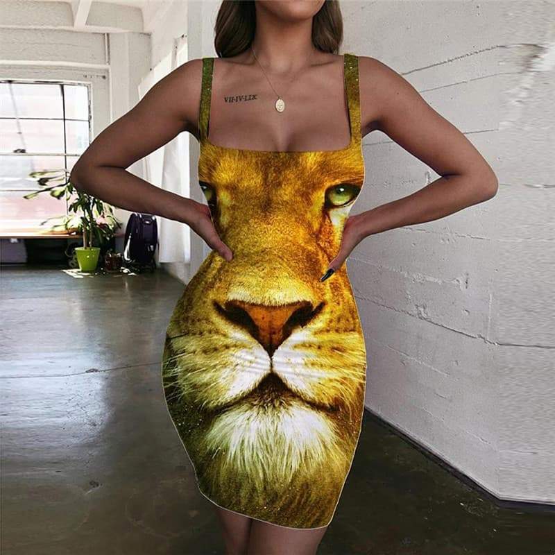 Lion Dress Women Animal Vestido Sexy Anime Bodycon Dress Nebula Ladies Dresses Galaxy Sundress - KYKU