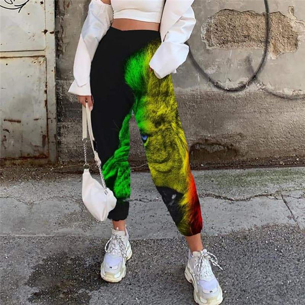 Lion Trousers Women Animal 3d Printed Anime Jogger Pants Flame Trouser Harajuku Casual Pant - KYKU