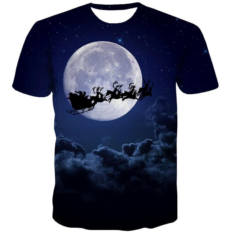 Moon T shirts Men Deer Tshirt Anime Christmas Tshirt Printed Party Shirt Print Cloud T-shirts 3d