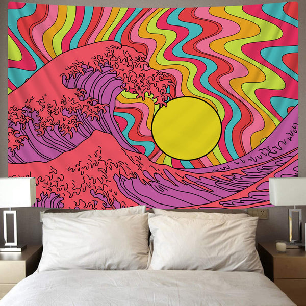 
Soft Tapiz sun Home Tapestrys yellow Tenture Mandala Psychedelic Wall Tapestry abstract Rug Wall Waves Tapestries
                