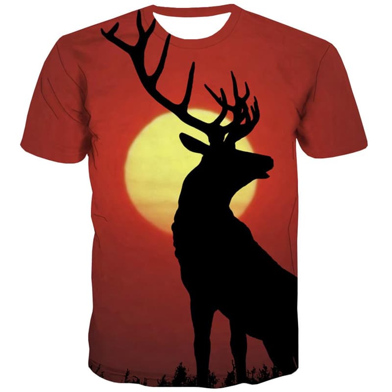 Deer T-shirt Men Animal Tshirts Novelty Moon T-shirts 3d Harajuku Tshirts Cool