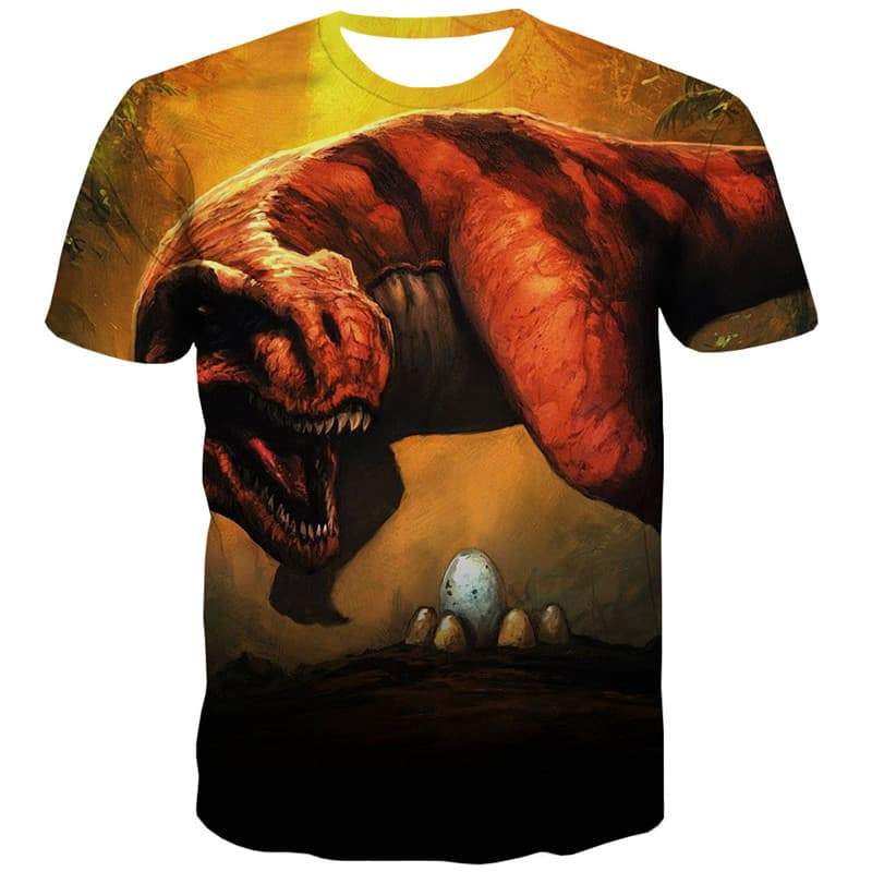 Dinosaur T-shirt Men Animal Tshirt Printed Science Fiction Shirt Print Ferocious Tshirts Casual Funny Tshirts Novelty - KYKU
