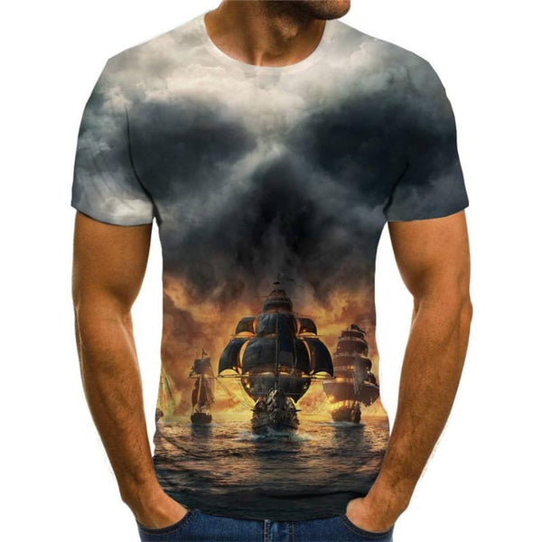 
Skull T shirt Men Skeleton Tshirts Casual Gothic Anime Clothes Green Shirt Print
                