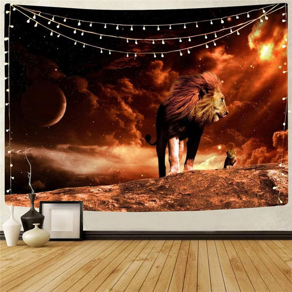Lion Tapiz Animal Tapestries Anime Rug Wall Galaxy Home Tapestrys Moon Tenture Mandala