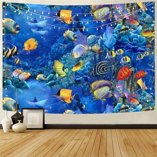 Fish Tapestry Animal Tapestries Tracksuits Rug Wall Ocean Tenture Mandala Fishinger Home Tapestrys