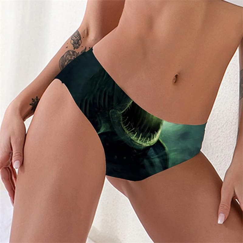 Fish Panties Women Punk Rock Lingerie Female Animal Sexy Green Knickers Tropical Tanga