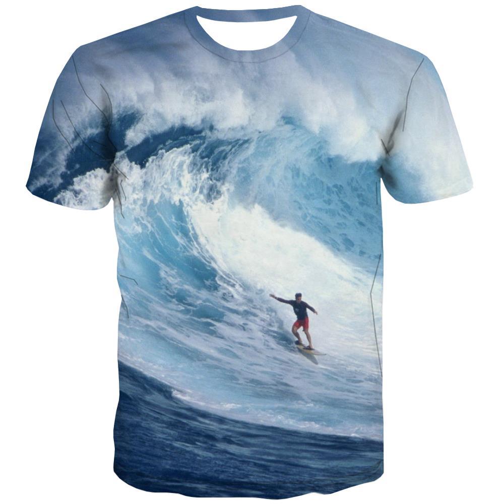 surf T-shirt Men The sea T-shirts Graphic sport Shirt Print Cool T shirts Funny - KYKU