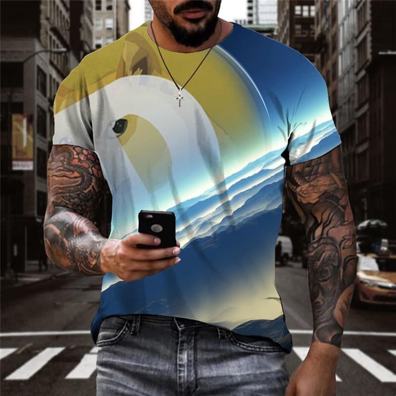 Bitcoin T shirt Men Dog T-shirts 3d Landscape Tshirt Printed Animal Tshirts Casual