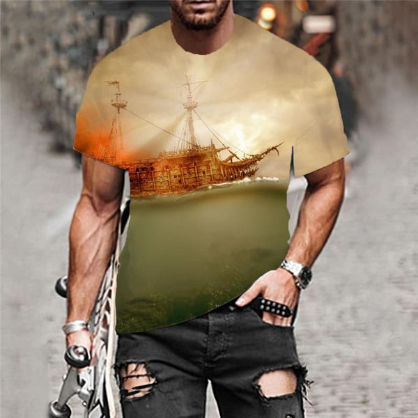 
Santa Claus T-shirt Men Sail Funny T shirts Deer Anime Clothes Christmas Shirt Print
                