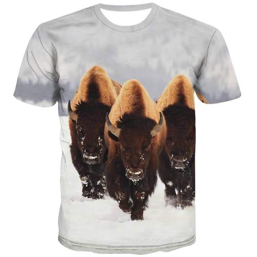 Cattle T shirts Men Animal Tshirts Novelty Snow Tshirts Cool Harajuku T-shirts Graphic - KYKU