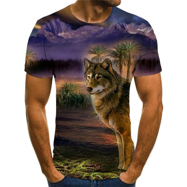 
Wolf T shirt Men Animal Tshirts Casual Landscape Anime Clothes Street Tshirt Printed
                