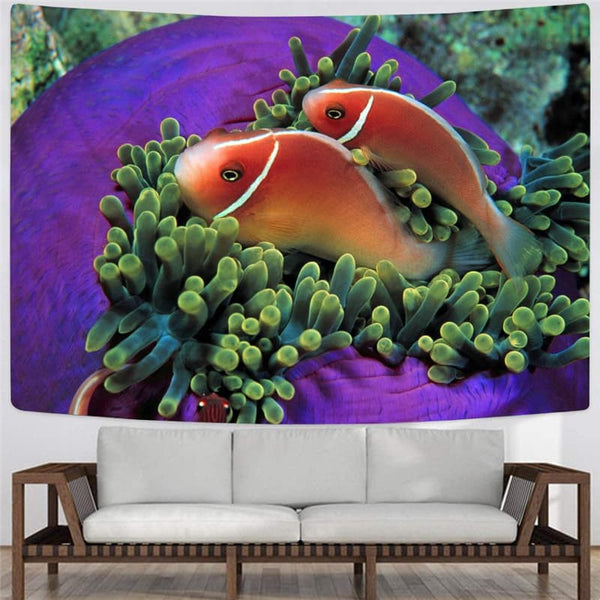 
Fish Tapestry Purple Rug Wall Harajuku Home Tapestrys Jellyfish Tenture Mandala Animal Tapestries
                