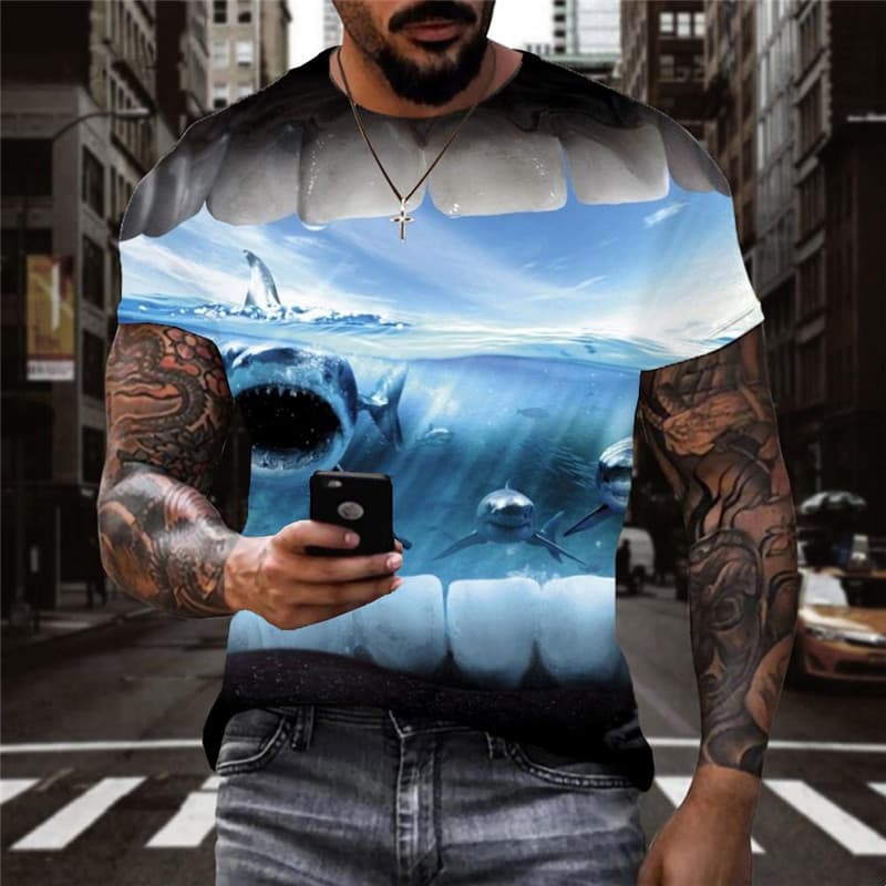 Shark T shirt Men Ocean T-shirts 3d Animal Anime Clothes Hip Hop Funny T shirts