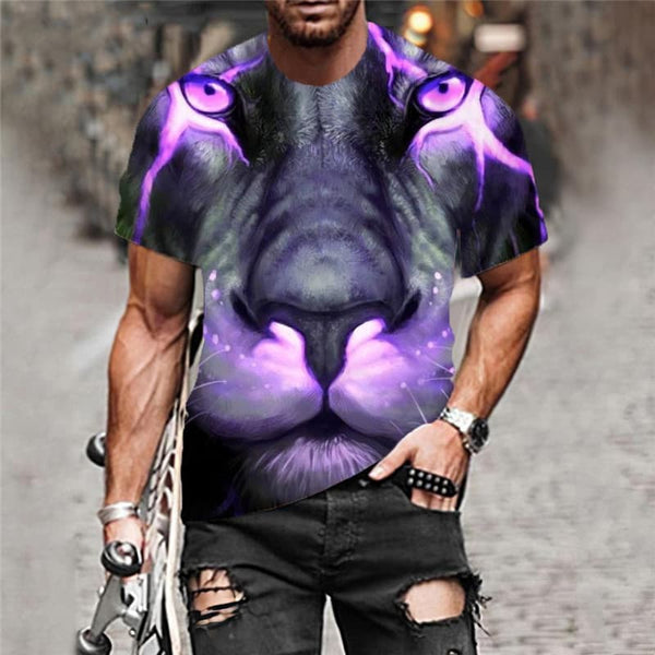 
Lion T-shirt Men Animal Anime Clothes Lightning Tshirts Casual Street Tshirt Printed
                