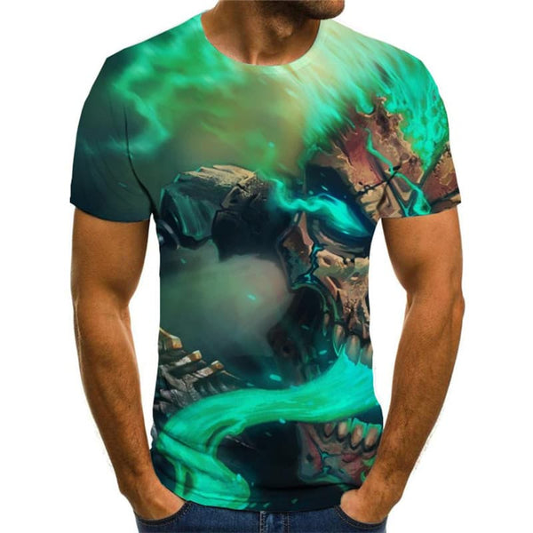 
Skull T-shirt Men Motorcycle T-shirts 3d Flame Shirt Print Hip Hop Tshirts Casual
                