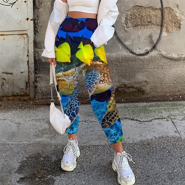 Fish Pants Women Animal Jogger Pants Tracksuits Casual Pant Ocean Trouser Turtle 3d Printed