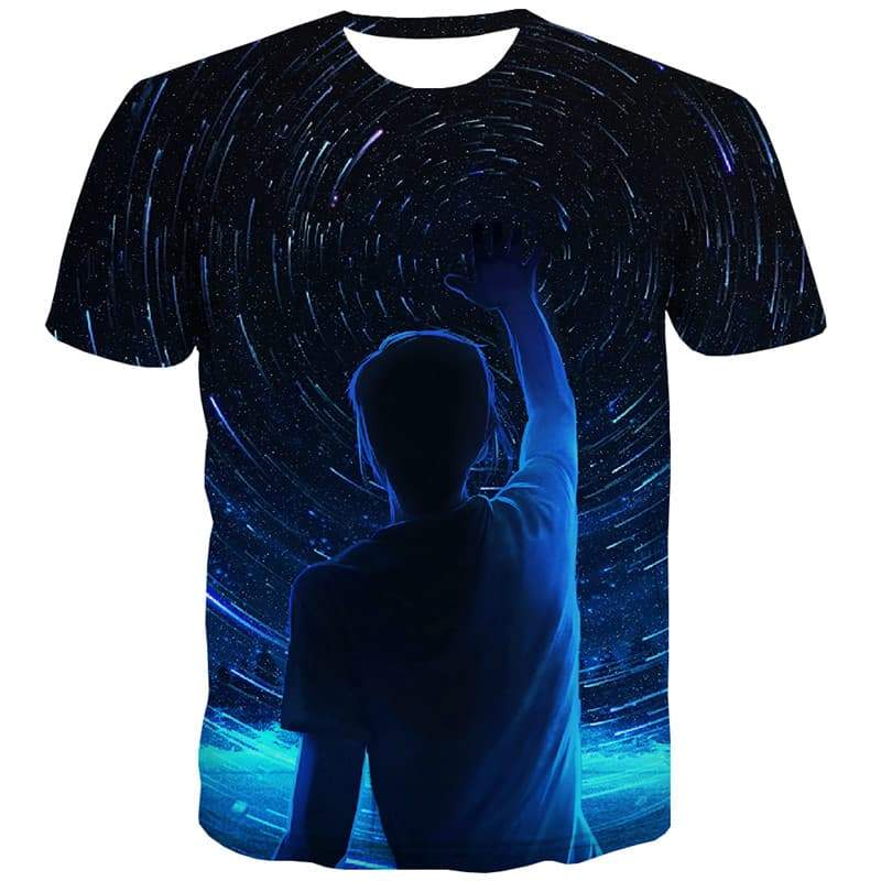 Galaxy T-shirt Men Meteor Tshirt Printed Space Tshirt Anime Harajuku Tshirts Novelty - KYKU