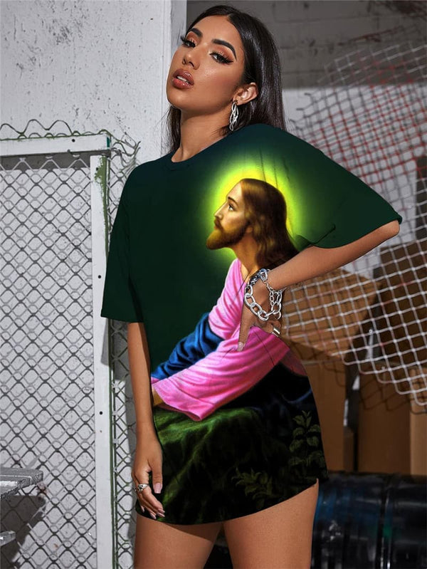 
Jesus T-shirt Women Christian Gothic Sacred Summer Harajuku Punk Rock
                