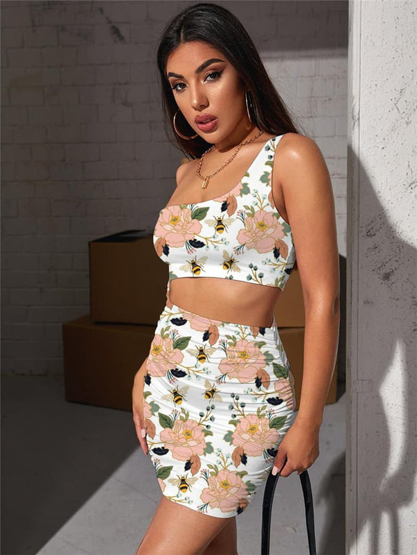 
Bee Dresses Women Flower Hollow out Dresses Animal Pleating Harajuku Bodycon Dress
                