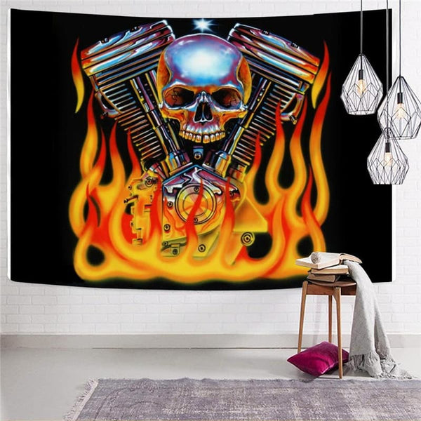 
Skull Tapiz Punk Wall Tapestry Flame Tenture Mandala Motorcycle Home Tapestrys
                