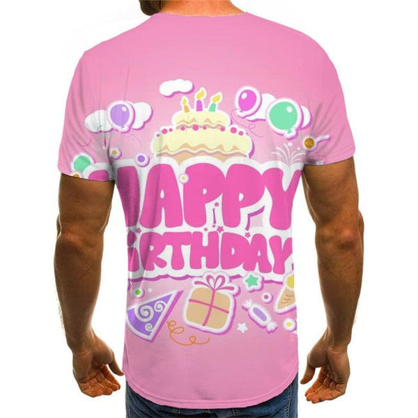 
Happy Birthday T-shirt Men Cake Funny T shirts Ice Cream Tshirts Casual Pink Tshirt Printed
                