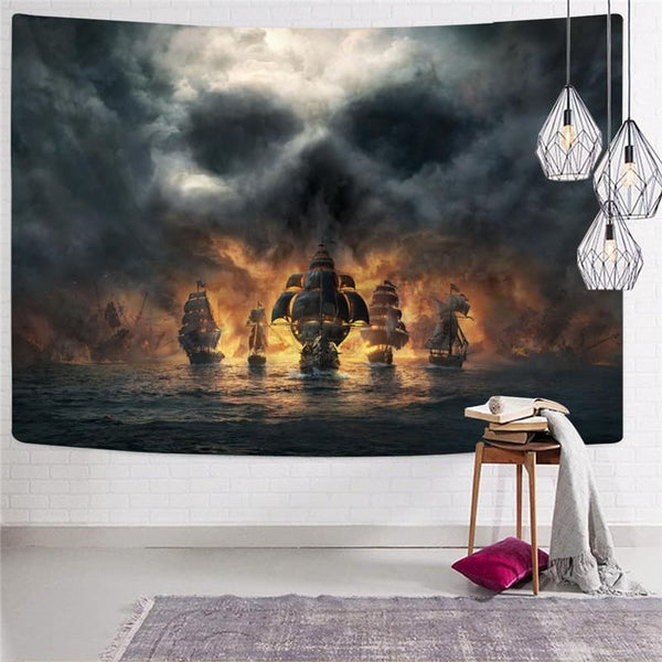 
Skull Tapiz Punk Tapestries Cloud Home Tapestrys Pirate Tenture Mandala Captain Rug Wall
                