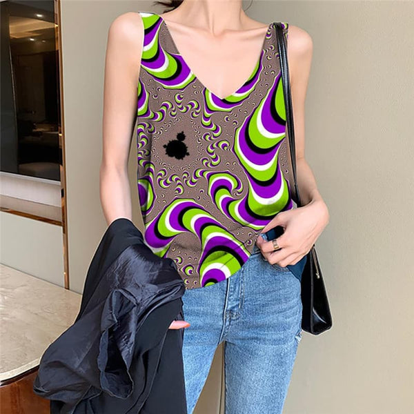 Hypnosis Tank Top Women Colorful Sleeveless 3d Abstract Funny Top