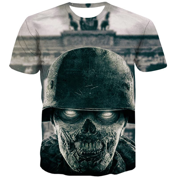 Skull T-shirt Men War Tshirt Printed Metal Shirt Print Military T-shirts 3d